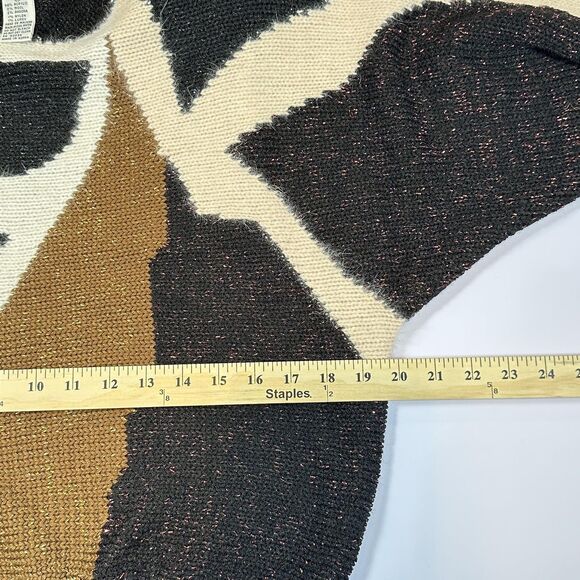 VTG‎ 80s 90s Erika Sweater Large Black Brown Abstract Angora Lurex Knit Shimmer - Picture 9 of 11